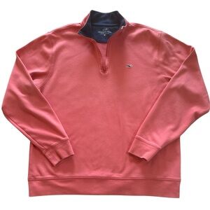 Vineyard Vines Mens Medium Cotton 1/4 Zip
Pullover Peach Coral Whale Logo